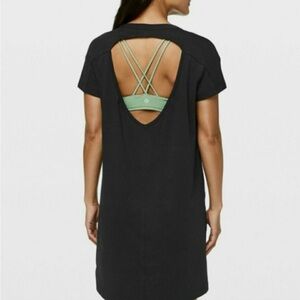 Lululemon Black Day Tripper Dress Open Back Short Sleeve Pima Cotton